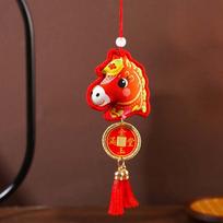 Chinese Style Pony Embroidered Pendant Spring Festival Zodiac Mascot Horse Hanging Decoration Keychain Funny