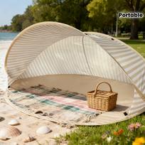 2-Person Beach Tent 2-Second Quick Setup Pop-Up Sun Shelter No-Assembly Portable Outdoor Canopy for Beach Picnic Park Camping