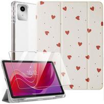 Coque + Verre Trempé pour Lenovo Tab M11 2024, Housse Antichoc avec Porte-Stylet - Motif Cœur