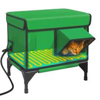 Heated Cat House Outdoor Large Weatherproof Kitty Shelter Winter Insulated Cat žalia