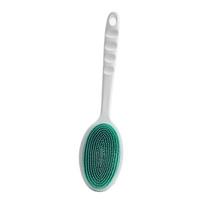 Silicone Body Scrubber Exfoliator with Handle Gentle Back Bath Brush Deep Cleansing Bath Brush Promote Blood Circulation Shower Loofah for Shower žalia