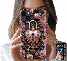 Etui Do Iphone 15 Plus - Kobiece, Modne Wzory, Kłódka Serce Róża