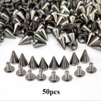 50/100Pcs Black Gold Silver Cone Studs and Spikes DIY Craft Cool Punk Garment Rivets for Clothes Bag Shoes Leather DIY Handcraft