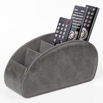 PU Leather Remote Control Holder5Compartments,Multi-Device Organizer for TV/DVD/Blu-Ray,Desk & DrawerStorageBoxHome&OfficeDecor tamsiai pilka spalva