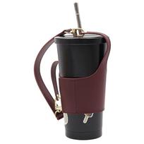 Hot Leather Cup Cover Pouch Portable Water Bottle Sleeve Bag Leather Carrying Strap Insulating Cups Milk Tea Coffee Cups Accesso vyno raudonos spalvos