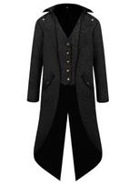 Men's Vintage Tailcoat Steampunk Jacket with Vest Set Gothic Victorian Formal Costume for Parties and Events Halloween Outfit XXL juoda