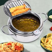 Deep Fryer Pot,304 Stainless Steel W/ Temperature Control & Lid, Deep Frying Pan United States