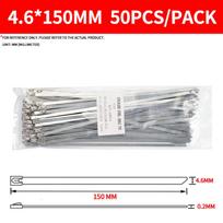 50Pcs 304 Stainless Steel Cable Ties, Self-Locking Anti-Rust Metal Zip Ties for Electrical Wiring Harness, Heavy Duty (as the picture,50PCS)