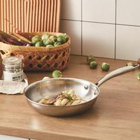 304 Stainless Steel Induction-Compatible Non-Coated Frying Pan for Western Style Cooking