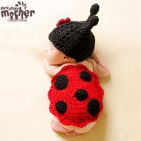 Newborn Ladybug Photography Outfit - Encrypted Text Support, 30-Day Return Newborn (1-3 months)