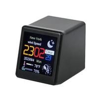 Smart Desk Clock Wifi Weather Station Digital Lcd Home Office Display juoda