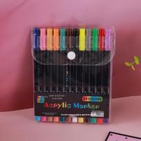 Dual-Tipped Two-Color Acrylic Marker Pens, Non-Smudging Watercolor Brush Pens for Students, Ideal for Coloring, Doodling, and Drawing.