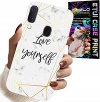 Etui Do Samsung Galaxy A20E - Biały Marmurek W Złote Ramki Love You