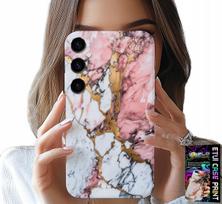 Etui Do Samsung Galaxy M15 5G - Różowo Biały Marmurek, Kamienne Wzory