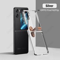 Prabangus dėklas Oppo Find N2 Flip telefonui, dengtas, skaidrus, su odine juostele ir stoveliu, skirtas Oppo Find N2 Flip 5g telefonui Find N2 Flip sidabras