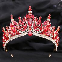 Luxury Forest Crystal Queen Wedding Crown for Bridal Dress Pageant Tiaras Headbands Bride Diadem Hair Jewelry Accessories raudona