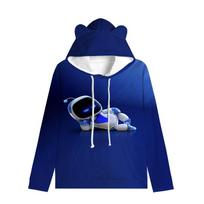 Astronaut Cat Ear Hoodie Streetwear for Kids Space-Themed Pullover with Ears Soft Unisex Toddler Outerwear 100 balta