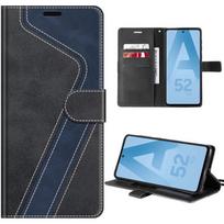 Case for Samsung Galaxy A52s 5G and A52 5G-4G, Black, Foldable PU Leather Protection with Card Holder and Stand, Spliced Pattern juoda