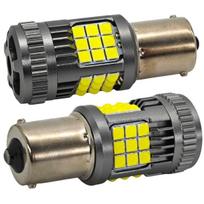 2 vnt. P21W LED lemputės BA15S 12V-24V be klaidų 2600lm balta galinga