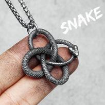 Ouroboro gyvatės pakabukas ant kaklo vyrams 316L nerūdijančio plieno Punk Rock papuošalas Dovana draugui 60cm