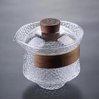 Glass cover bowl teacup Kung Fu tea set Thickened transparent brewing teapot Handmade large tea Muyu cover bowl