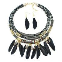 Multilayer Feather Choker Hand Woven Jewelry Sets Fashion Ethnic Necklace  Women juoda