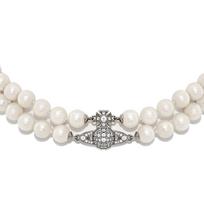 Vivienne Westwood Graziella perlų chokerio karoliai moterims Sidabrinis žalvaris Kubinis cirkonis 6303002102P132P132 Box,W2
