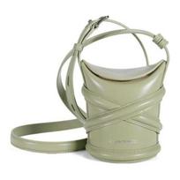 Alexander Mcqueen The Curve Harness Mini Bucket Bag, Sage Green Smooth Leather,Women's Crossbody Handbag for Daily Use 682683-1YBA7-3847 Basic Set (Bag+Dust Bag)
