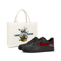 Nike Air Force 1 Low top Skateboard Shoes Unisex Black Red IR0952-001(team188--) 38.5
