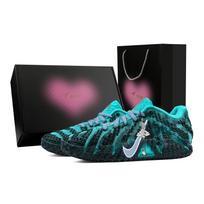 Nike Ja Morant 3 Cyan Cloud Ascending, Heart Box Rebound Grip Low top Basketball Shoes Men's Black Green HF2794-300(Team529--) 40.5