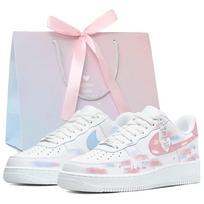 Nike Air Force 1 Pink Mist Sky, Pirkinių krepšys, Nesuderintų spalvų žemi sportbačiai riedlentei, Moteriški mėlyni rožiniai DD8959-100(Komanda1267-dėžė) 40