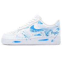 Nike Air Force 1 Fun Graffiti Amortizacija Lengvi Žemi Batai Riedlentėms Unisex Balti Mėlyni CW2288-111(Komanda241-) 44 white
