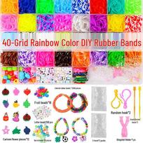 40-Grid Rainbow Rubber Band Loom Kit: 2500 Colorful Bands for DIY Children's Educational Toy Bracelets