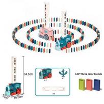 Engaging Automatic Domino Game Train Toy For Kids With Colorful Lights And Sounds mėlyna