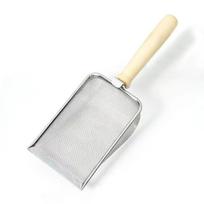 Wood Handle Stainless Steel Cat Litter Scoop with Fine Holes for Small Particle Bentonite Litter. 2.8mm mesh hole