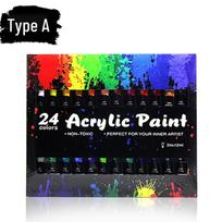 24-Color Acrylic Paint Set with 10 Brushes and Oval Palette