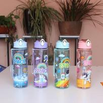 800ml Sport Drink Bottle Leakproof Astronaut Cartoon Printed Drinking Cup Transparent Tea Coffee Cup for Outdoor Sports