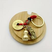 1pc Feng Shui Keychain for Good Luck, Pixiu Gourd Car Key Chain - Wealth Attracting Gift, Fortune Blessing Pendant šviesiai pilka spalva