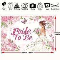 2D Pink Rose Bride To Be Backdrop Engagement Party Photography Background 47.2x31.5inch/120*80cm