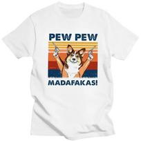 Custom Vintage Pew Madafakas Corgi Dog T Shirts for Men Pure Cotton Tee Tops Tshirt Short Sleeve Fashion T-shirt S juoda