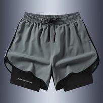 Unisex Trendy Double-Layer 5-Point Sports Shorts - Anti-Exposure, Couple Style 2XL tamsiai pilka spalva