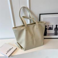 Large Capacity Commuter Tote Bag for Women Autumn New Casual Retro Lychee Pattern Shoulder Bags Korean Versatile Handbags (30cm<Max Length<50cm) smėlis