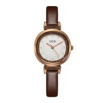 Gadi Vintage Ladies Quartz Watch With Leather Strap And Water Resistance For Fashion Enthusiasts