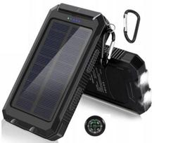 Solarny Power Bank 20000Mah 2X Usb Latarka