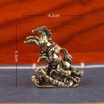 Vintažinė vario Zodiako Arklio maža statulėlė Feng Šui ornamentai Metalo amatas Namų dekoracijos