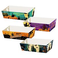 12pcs Popcorn Boxes Rectangular Halloween Party Tray Pumpkin Sturdy Snack Paper Boxes Ghost Bat Cookie Tray Festival