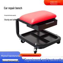 Multi-functional U-shaped Auto Repair Stool with Movable Tool Tray & Drawer Standard raudona