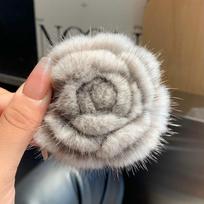 Women's Scarf Decorative Real Mink Fur Brooch High-end Elegant Flower Brooch Sweater Pin pilka