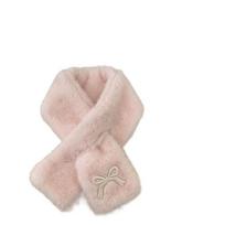 Solid Color Anti-Cold Neckerchief Casual Kids Plush Scarf Children's Cross Scarves  Winter Autumn rožinė