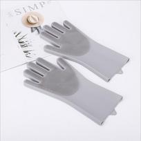 Pet Grooming Cleaning Gloves Dog Cat Bathing Shampoo Glove Scrubber Magic Dishwashing Cleanner Sponge Silicon Hair Removal Glove pilka spalva